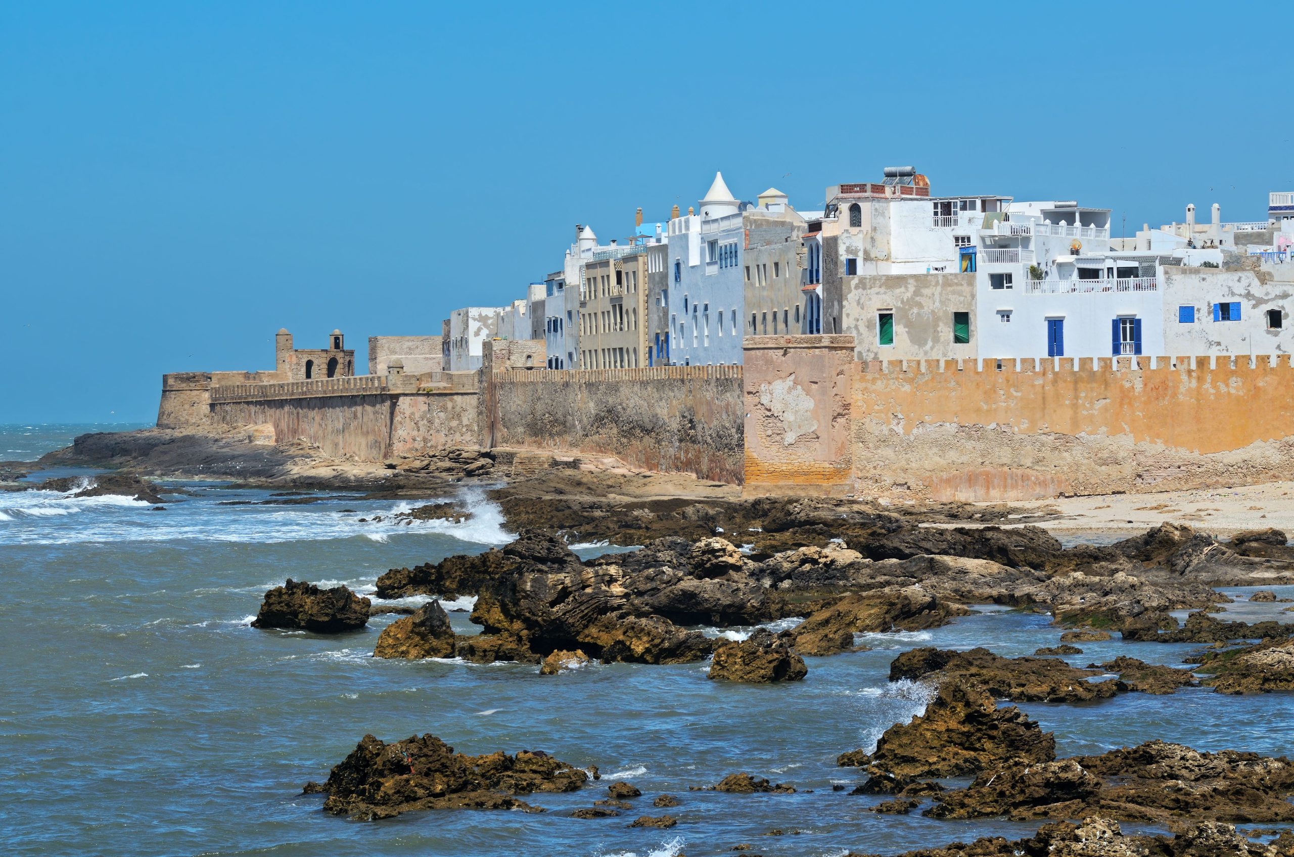 View of medina of Essaouira in Morocco on the Atlantic coast, North Africa. The old part of town is the UNESCO world heritage sites.